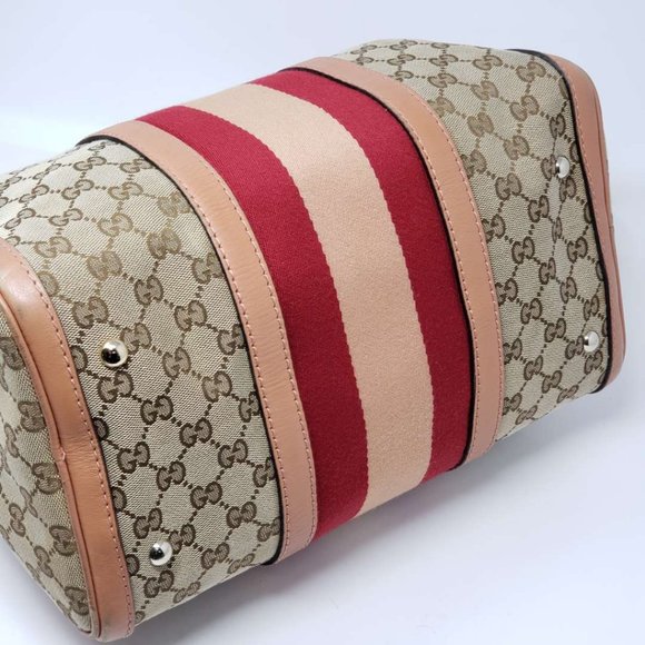 100% Auth Gucci Canvas Vintage Boston Satchel Bag - Picture 6 of 16